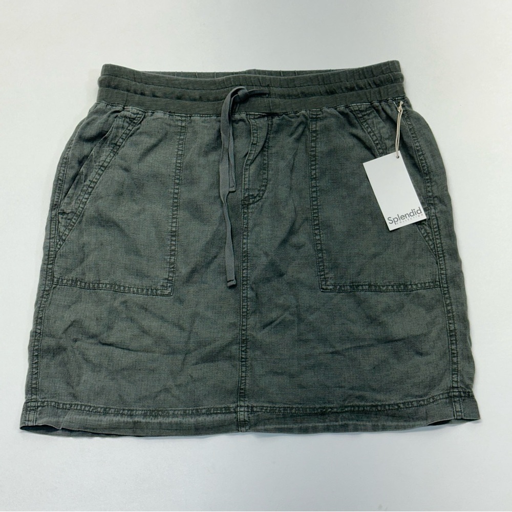 Splendid Olive Green Linen Blend Cargo Utility Style Skirt Womens Size Large